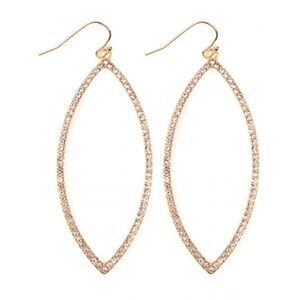 Gold Oval Open Marquise Rhinestones Earrings